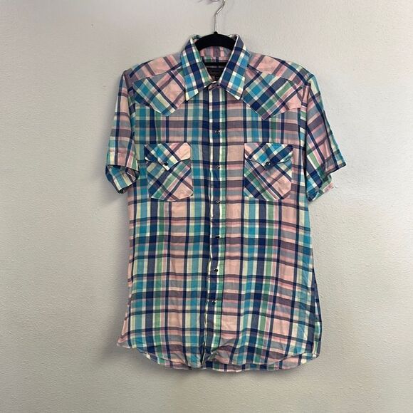 Vintage 90s Panhandle Slim Men's Western Style Buttons Up Plaid Shirt Size L‎ - Picture 1 of 8